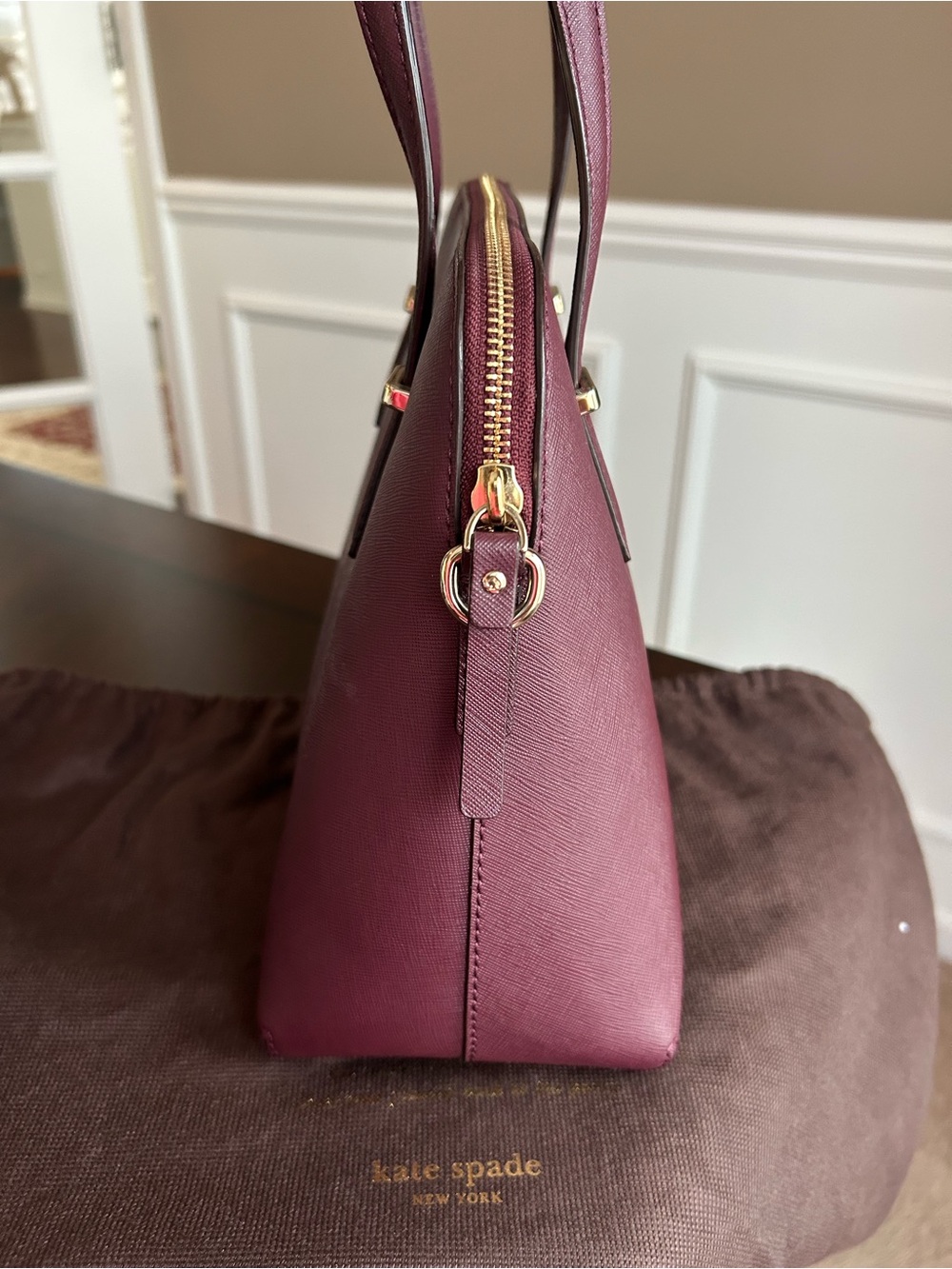 Kate Spade cedar Street Maise Mulledwine (588) Dome Satchel with Gold Hardware. - Picture 4 of 12